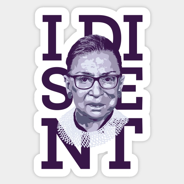 I Dissent RBG Feminist Digital Painting Sticker by polliadesign